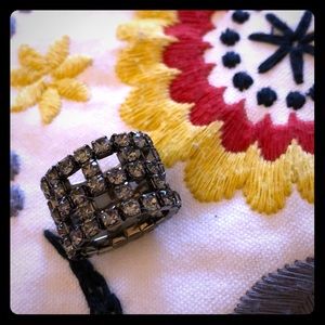 NWOT Anthropologie Gunmetal Stretch Ring sz 6 $98